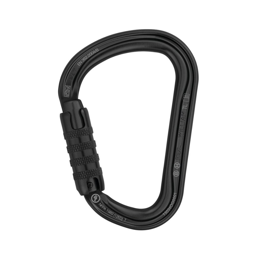 mosqueton-william-asimetrico-bloqueo Mosquetón WILLIAM asimétrico con bloqueo automático y manual, ideal para trabajos en altura y escalada"