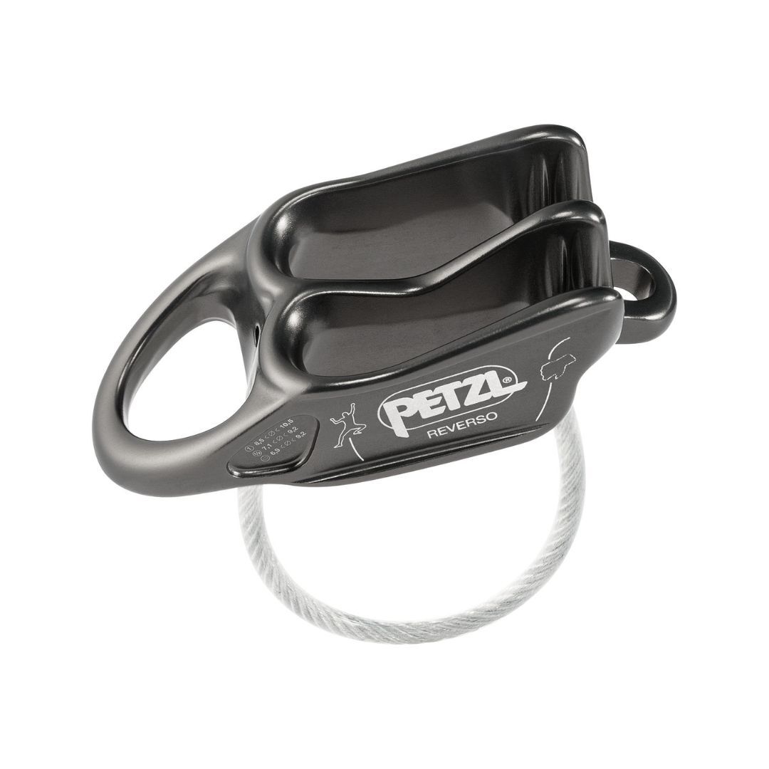 petzl-reverso-asegurador-descensor-escalada-alpinismo-negro Asegurador-descensor Petzl REVERSO ligero y polivalente para escalada deportiva, alpinismo y rápel