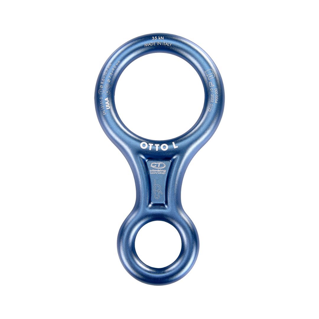 Descensor OTTO L en ocho de Climbing Technology para descenso y aseguramiento